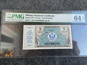 Military Payment Certificate, 5 Cents, First Printing PMG Certified - Picture 1 of 4