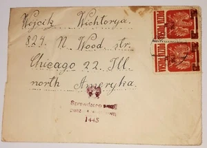 Estampillas, Polonia: Goznak. Fi376a, forma II, tipo 2. Cubierta Polonia a Chicago. Errores - Imagen 1 de 5
