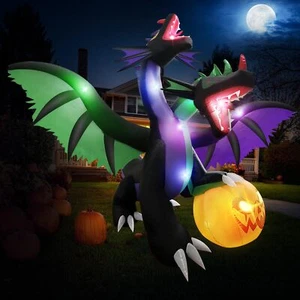 7ft Halloween Inflatable Two-Headed Dragon Christmas Giant Outdoor Yard Decor... - Picture 1 of 8