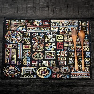 DaDa Bedding Set of 4 Ethnic Bohemian Geometric Tapestry Table Cloth Placemats - Image 1 of 4