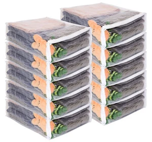 Set of 10 Clear Vinyl Zippered Storage Bags 15 x 18 x 5 Inch - Picture 1 of 5