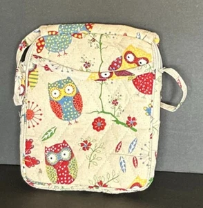 Owl Crossbody Bag Quilted Owl & Floral Print Beige Crossbody Lots of Pockets - Picture 1 of 3