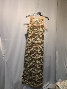 Bobbie Brooks Camouflage & Orange Maxi Dress SZ S - Picture 1 of 9