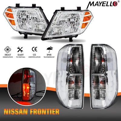 Faros cromados y luces traseras transparentes para camioneta Nissan Frontier 2009-2021 4 piezas Foto 1 de 4