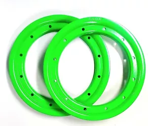 Pair 9" Atv Beadlock Rear Rings for Alba Racing & DWT beadlock Wheels Green - Picture 1 of 2
