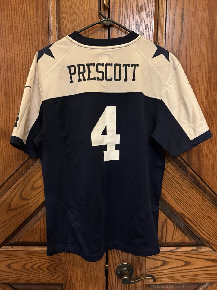 NFL Dallas Cowboys Dak Prescott #4 Throwback Youth XL Azul Blanco Juego Jersey Foto 1 de 4