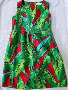 Vineyard Vines Girls Green Leafs Dress Size 12 Preowned  - Picture 1 of 5