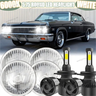 4PCS For Chevrolet Caprice 1966-76 5.75" 5-3/4" 6000K LED Headlights Hi/Lo Beam - Image 1 of 4