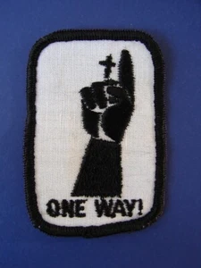 Vintage 1970's One Way JESUS Hand Finger Christian Religious Embroidered Patch - Picture 1 of 7