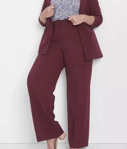NWT Lane Bryant Womens The Perfect Drape Pant 18 Wide Leg High Rise Maroon - Picture 1 of 12