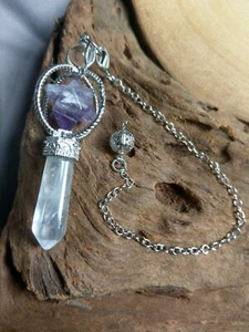 Amethyst star And Clear Quartz point Pendulum Dowsing   - Picture 1 of 2