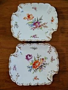 Platos de almuerzo de porcelana Marcial Redon & Co. Limoges Francia pintados a mano florales - Imagen 1 de 12
