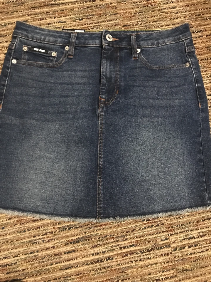 DKNY Jeans Skirt Womens Size 6 Mid Rise Denim A-Line Laguna Stretch E3GB4845