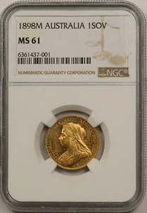 1898M Australia 1SOV NGC MS 61 Gold Sovereign - Picture 1 of 4
