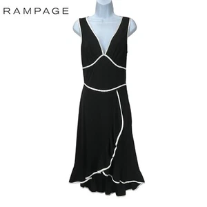 Rampage Women's XL NWT Y2K Black/White Sleeveless Ruffle Faux Wrap Party Dress - Picture 1 of 7