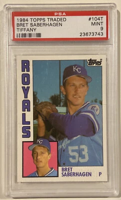 Tarjeta de novato 1984 Topps intercambiada Tiffany Bret Saberhagen Royals 106 PSA 9 certificada Foto 1 de 4