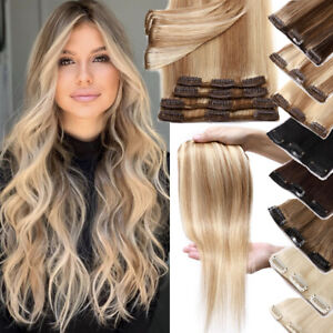 CLEARANCE Clip In 100% Real Remy Human Hair Extensions Full Head 8pcs Straight
