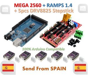 Mega 2560 R3 + RAMPS 1.4 Control Panel + 5pcs DRV8825 Stepper Drive