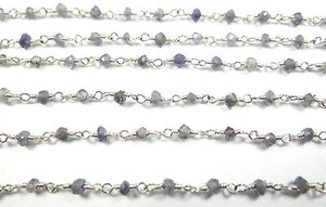 3 mm CADENA DE ESLABONES DE PIEDRA GEMA FACETADA A MANO IOLITA NATURAL HECHA A MANO 29 - Imagen 1 de 1