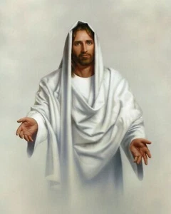 JESUS in White Robe Glossy 8" x 10" PRINT ready to be framed - Picture 1 of 1