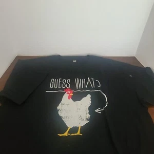 GUESS WHAT CHICKEN BUTT - T-shirt Xl black - Picture 1 of 6