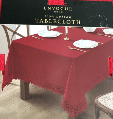 Mantel de Navidad True RED Envogue 60”x120”, 60”X102”, 60”X84" borde 3" nuevo Foto 1 de 3