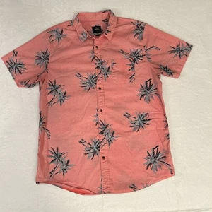 Rip Curl Shirt Coral Blue Hawaiian Button Up Camp Surfing Tropical Size Large - Picture 1 of 5