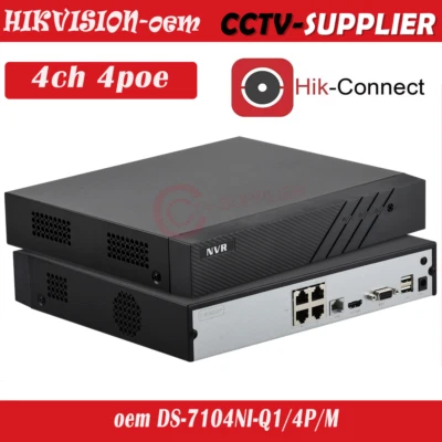 HIKVISION OEM Hikvision 4CH 4PoE DS-7104NI-Q1/4P/M oem Mini 1U 4 PoE HDMI VGA H.265+ NVR US