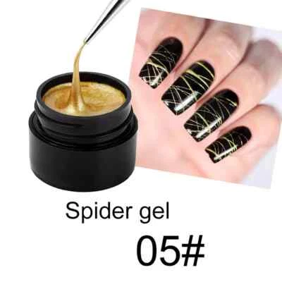 Esmalte en gel de araña dibujo elástico pintura remojo UV gel arte en uñas manicura Foto 1 de 4