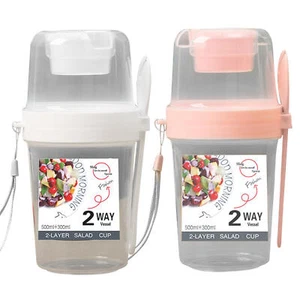 Overnight Oats Jar Reusable Snack Container with Topping Compartment with Lid - Picture 1 of 25