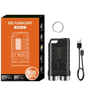 Mini COB Work Light Rechargeable LED Flashlight Portable Keychain Torch Lamp - Picture 1 of 24