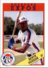 1990 Rockford Expos Litho Center #11 Deryk Hudson Oakland California CA Card
