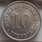 Niemcy 10 fenigów 1908 KM # 12 litera A miedź-nikiel Wilhelm II UNC (6624)