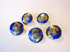 5 VTG Enamel Brass 1976 LA MODE Bicentennial Buttons American Eagle Flag