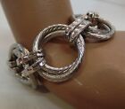 Unbranded Silvertone Twisted Wire Cable Look Circular Linked Bracelet 8" Wrist