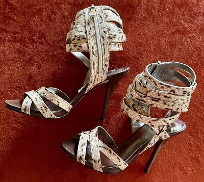 MARCIANO Strappy SNAKESKIN Print LEATHER Sole Sandal HEELS Size 7M - Image 1 of 4