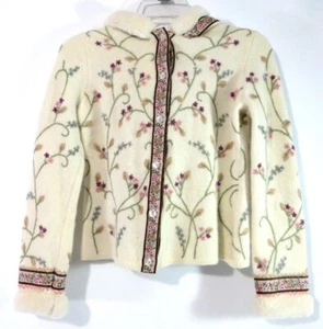 Cárdigan de colección para mujer o niña talla M mezcla de lana de cordero embellecido por Lucia Burns - Imagen 1 de 10
