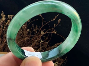 Certified Natural Grade Icy Green Burmese Jade jadeite bracelet bangle 60MM3801 - Picture 1 of 7