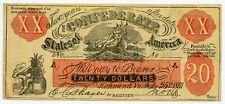 Fantasy 1861 CSA Confederate Female Riding Deer $20 Note| VF Condition