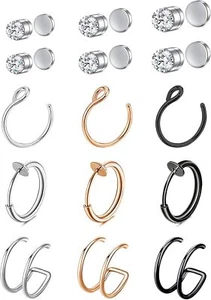 Fake Nose Ring Hoop Fake Nose Stud Magnetic Septum Nose Ring Stud Stainless Stee - Picture 1 of 5
