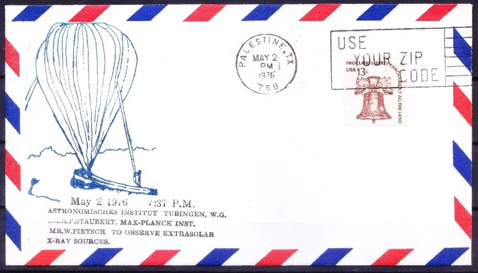 USA 1976 cover, Astronomical Institute, Palestine Texas cancellation - Image 1 of 1
