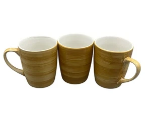 Juego de 3 tazas de café de cerámica Home Essentials tazas amarillas y blancas 5x4" LEER - Imagen 1 de 6