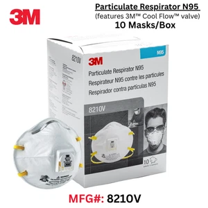 3M 8210V N95 Particulate Respirator Protective Dust Masks Exhalation Valve 10/BX - Picture 1 of 5
