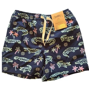 NWT Chubbies Kid's Swim Trunks Blue with Alligators Drawstring Mesh Lined Sz XS - Picture 1 of 5