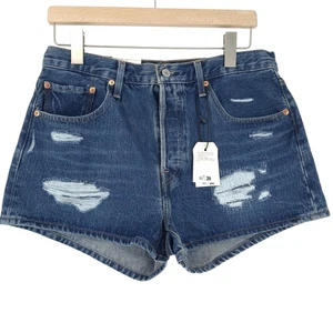 Levi's Women Denim Cut Off Shorts 501 Slim Blue Ej5 Size W30 - Picture 1 of 11