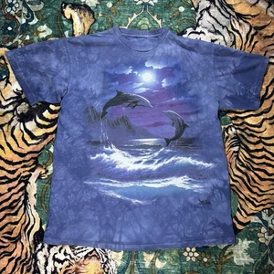 Camiseta De Colección 1998 The Mountain Dolphins Gráfica Tie Dye Azul XL Hecha en EE. UU. - Imagen 1 de 6