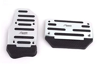 Pedal de freno/gas/gasolina automático antideslizante deportivo de carreras universal acero plateado Foto 1 de 4