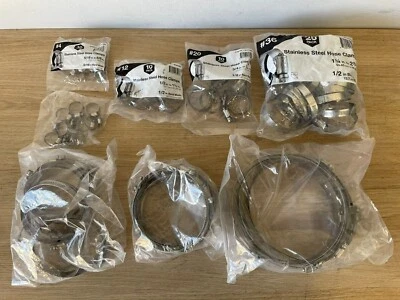 Adjustable Hose Clamps, Many Size Variations Bulk Stainless Steel 304 New-Sealed - Image 1 of 4