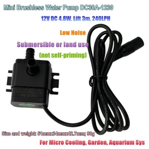 12V Small DC Water Pump 240LPH 3M 4.2W Mini Submersible Water Pump, For Fountain - Picture 1 of 11