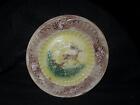 Antique Majolica Pottery Deer And Dog Plate 9 3/8"